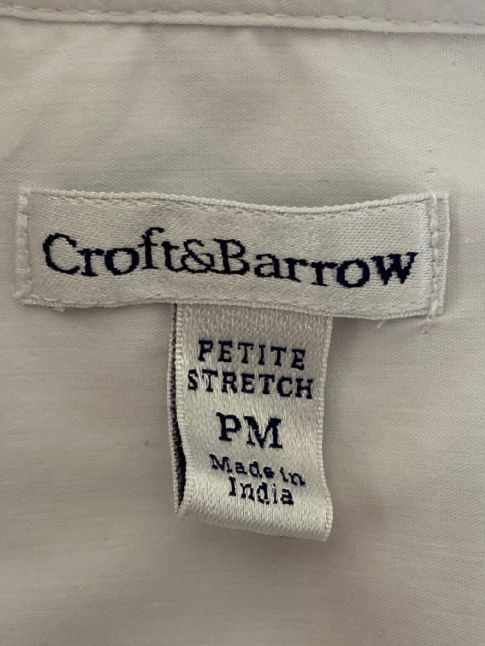 Croft & Barrow Petite Medium White Stretch Button-Up Shirt Roll Tab Sleeves - Picture 6 of 9